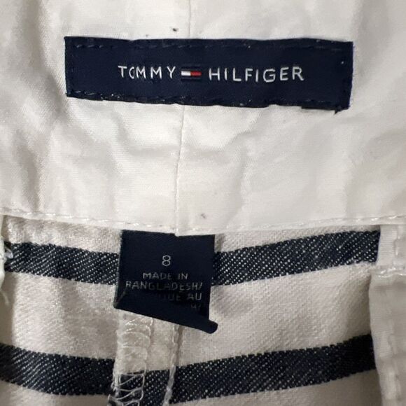 Tommy Hilfiger Shorts Womens 8 White Stripe Flat Front Pockets Linen Blend - Picture 7 of 12